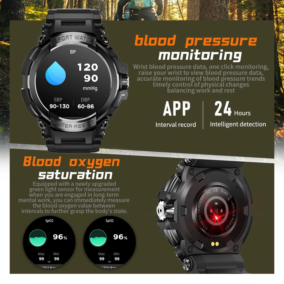 1.5 Inch Colour Screen Bluetooth Smart Watch Health & Sports Monitoring - Black