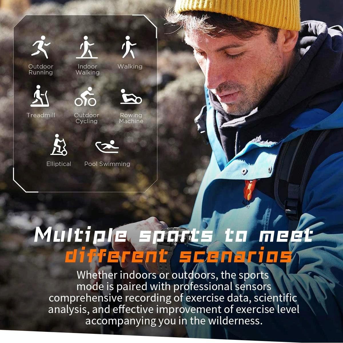 1.5 Inch Colour Screen Bluetooth Smart Watch Health & Sports Monitoring - Black