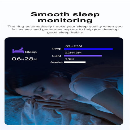 Smart Ring With Heart Rate Blood Oxygen Sleep & Sports Modes - Size 9 - Black