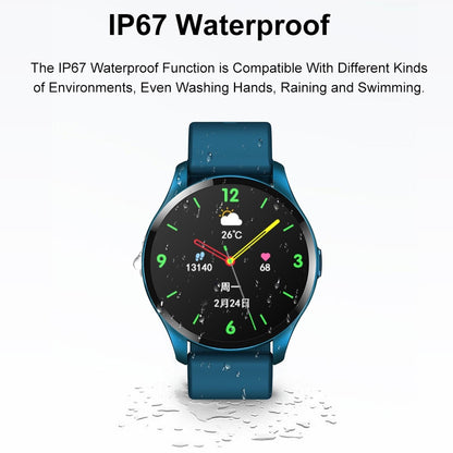 1.28 Inch Tft Colour Screen Ip67 Waterproof Smart Watch Support Body Temperature Monitoring / Sleep Monitoring / Heart Rate Monitoring - Blue