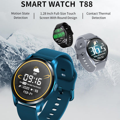 1.28 Inch Tft Colour Screen Ip67 Waterproof Smart Watch Support Body Temperature Monitoring / Sleep Monitoring / Heart Rate Monitoring - Blue