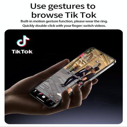 Smart Ring With Health Monitoring Gesture Control And Somatosensory Games - Size 9 - Black