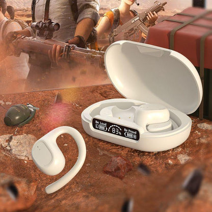 Waterproof Wireless Sports Bluetooth Earphones with Led Display - White