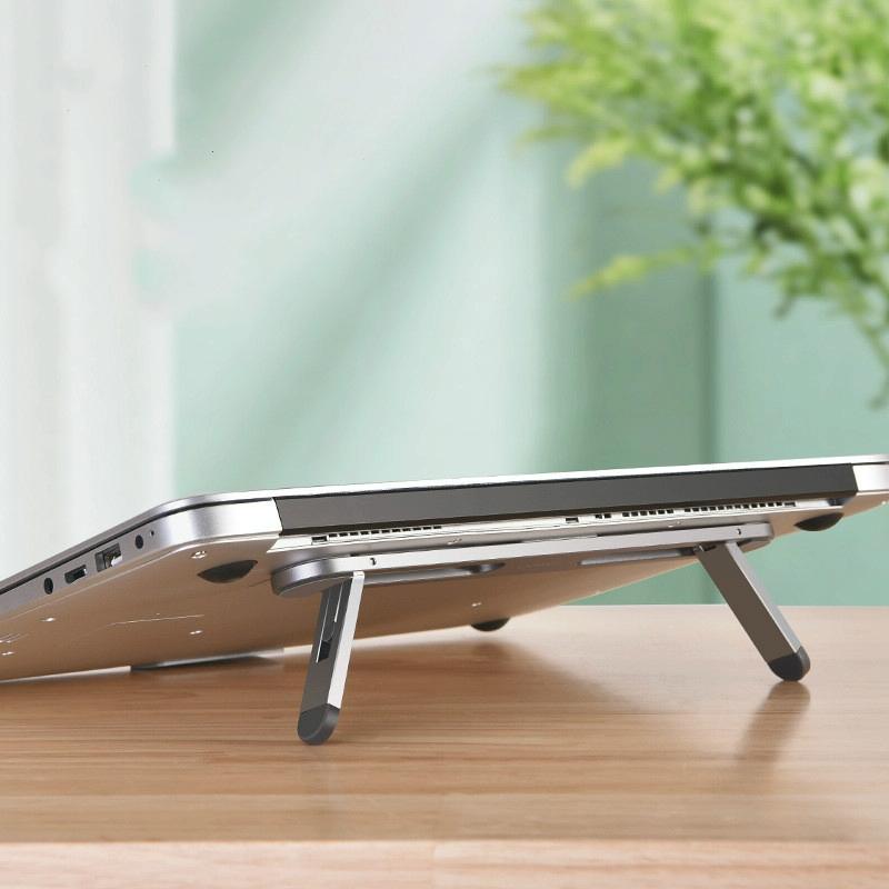 Foldable Laptop Stand with Fan and Heater - Portable and Adjustable - Silver