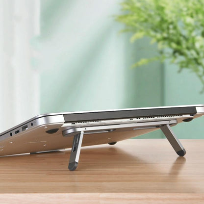 Foldable Laptop Stand with Fan and Heater - Portable and Adjustable - Silver