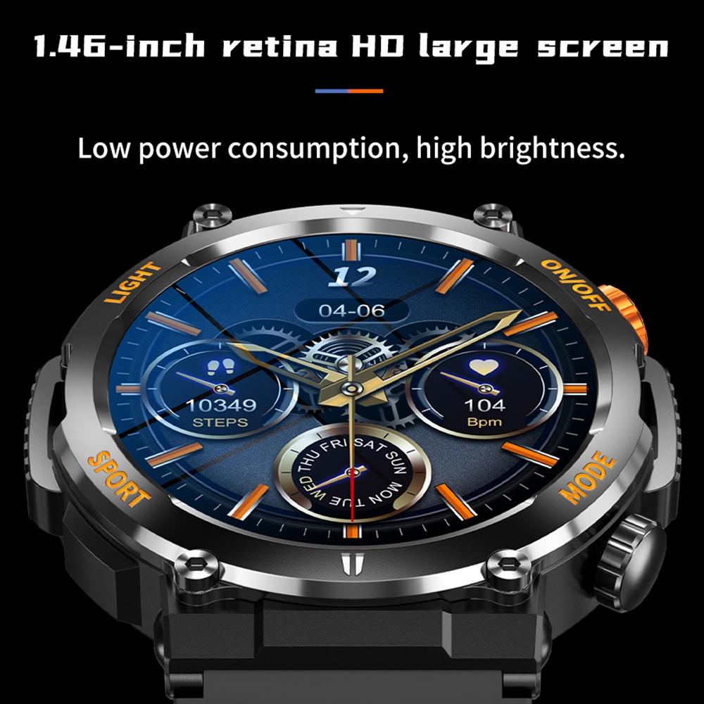 1.46 Inch Round Screen Bluetooth Smart Watch Support Health Monitoring & 100+ Sports Modes - Orange