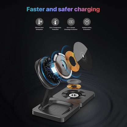 Portable Magnetic Wireless Charger Fast Charging Black