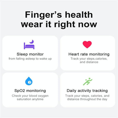 Smart Ring With Heart Rate Blood Oxygen Sleep Monitoring & Sports Modes - Size 10 - Black