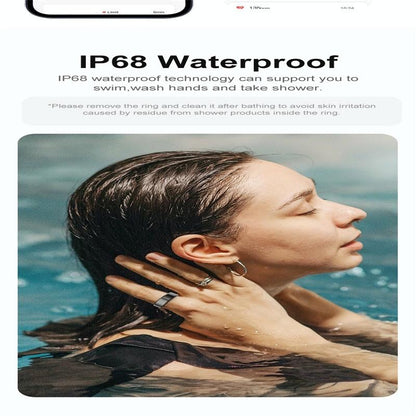 Smart Ring With Heart Rate Blood Oxygen Sleep Monitoring & Sports Modes - Size 10 - Black