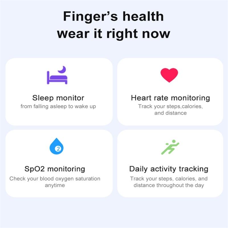 Smart Ring With Heart Rate Blood Oxygen & Sleep Monitoring - Size 11 - Black