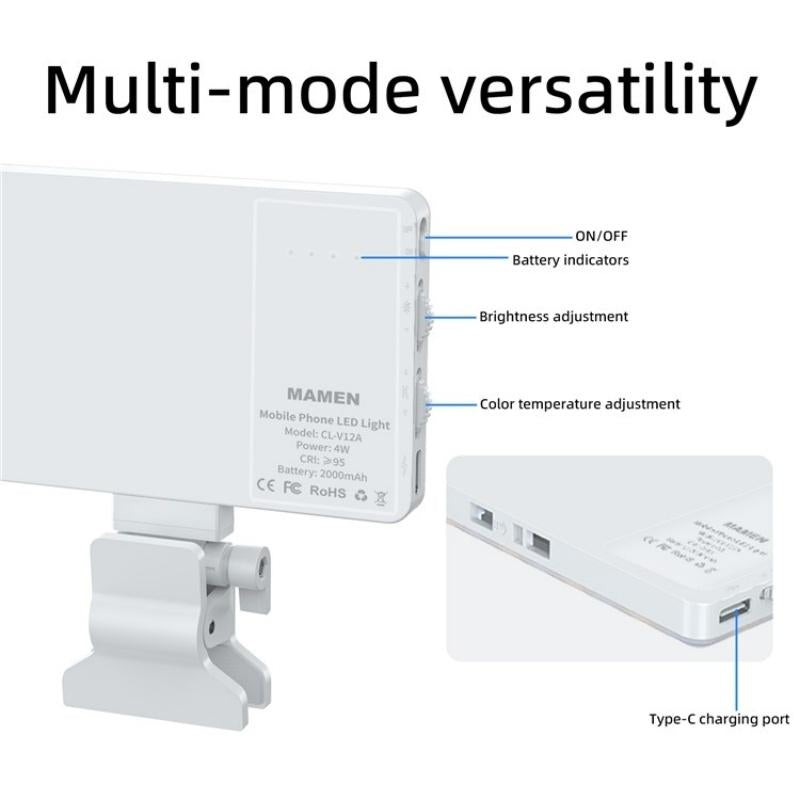 Portable Led Fill Light for Phone Laptop and Video Conferencing - Black