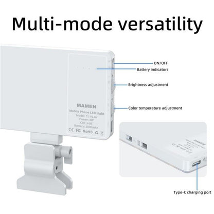 Portable Led Fill Light for Phone Laptop and Video Conferencing - Black