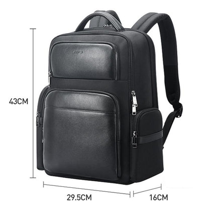 Large-capacity Business Laptop Backpack with Usb & Type-c Port - First-layer Cowhide Black