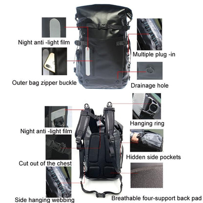 Waterproof Diving Fins Bag Scuba Swimming Backpack - Black