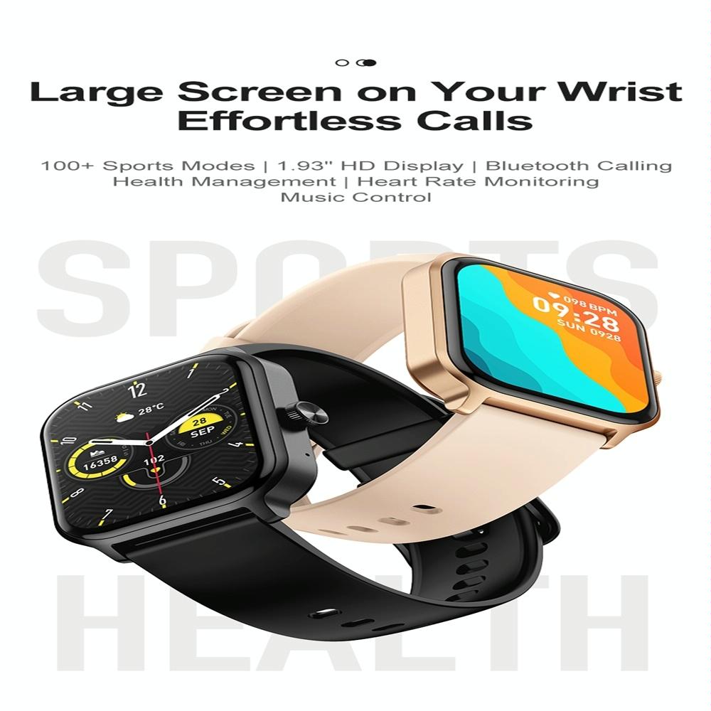 1.93 Inch Colour Screen Smart Watch Support Bluetooth Call / Health Monitoring - Black