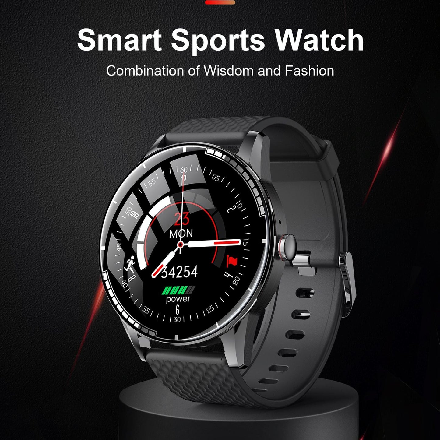 1.28 Inch Touch Screen Ip67 Waterproof Smart Watch Support Bluetooth Call / Sleep Monitoring / Heart Rate Monitoring Black