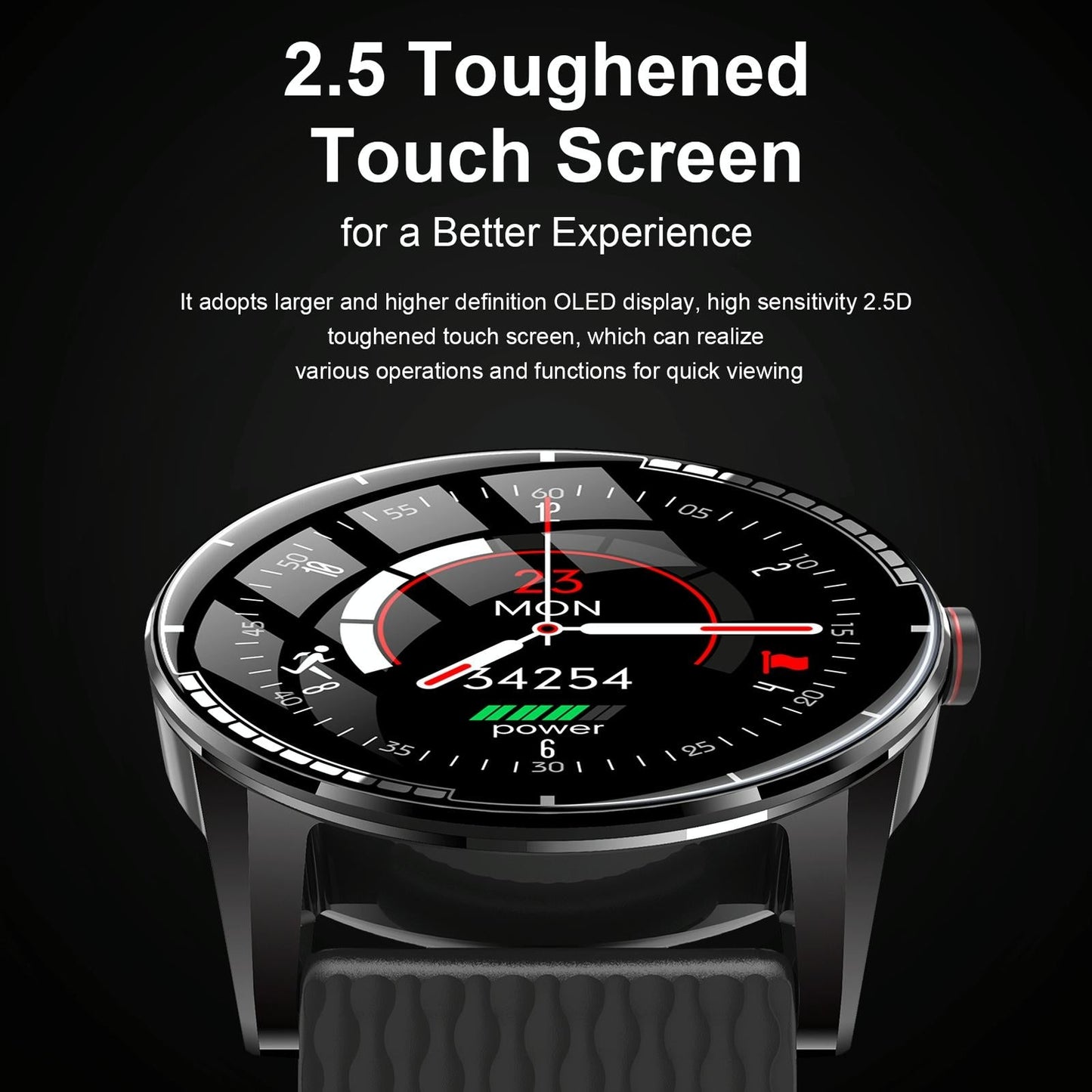 1.28 Inch Touch Screen Ip67 Waterproof Smart Watch Support Bluetooth Call / Sleep Monitoring / Heart Rate Monitoring Black