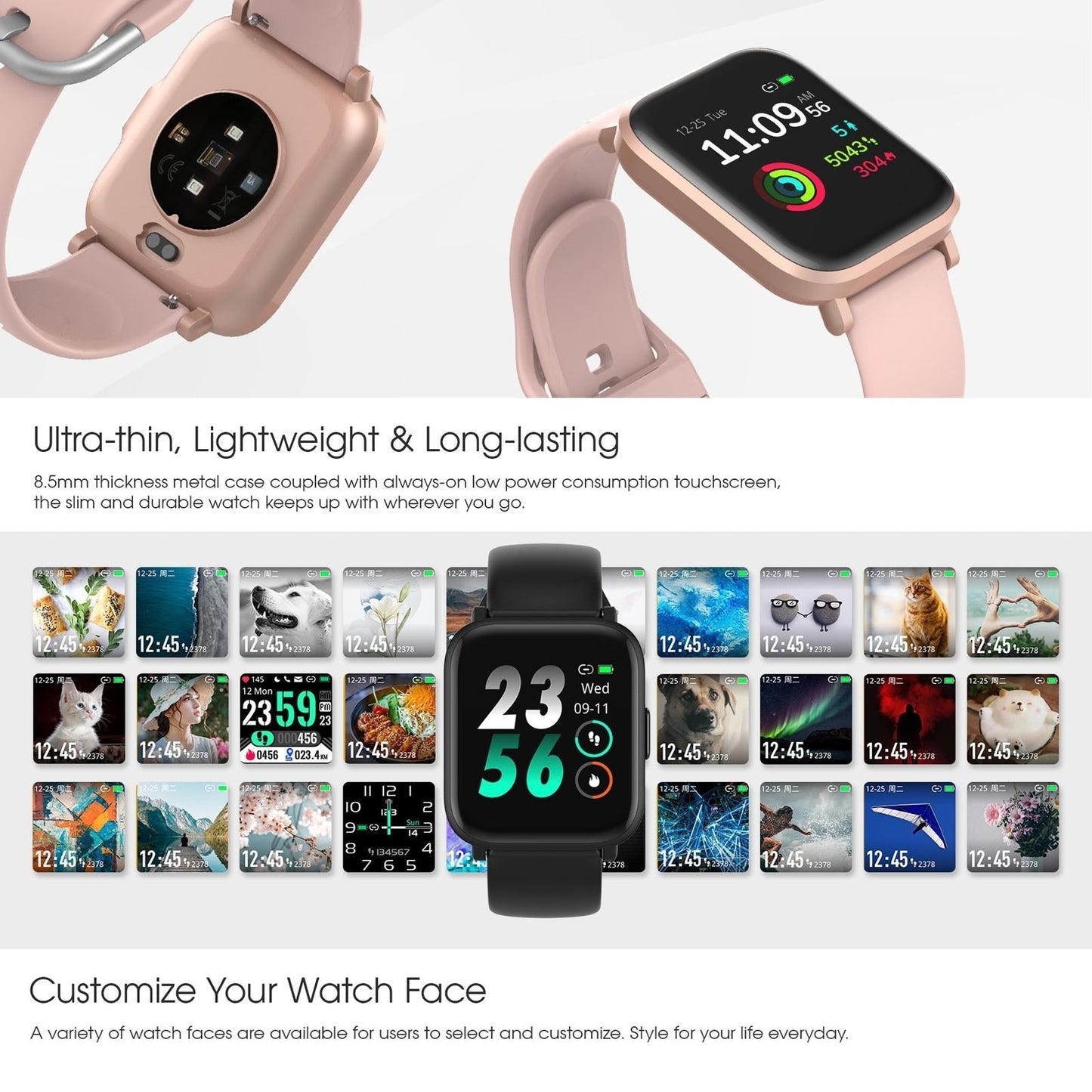 1.3 Inch Waterproof Sport Smart Watch With Tft Screen Sleep Heart Rate Blood Oxygen Monitoring