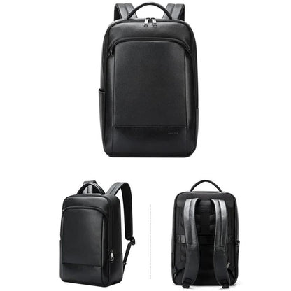 Large Business Laptop Backpack in First-layer Cowhide - Black