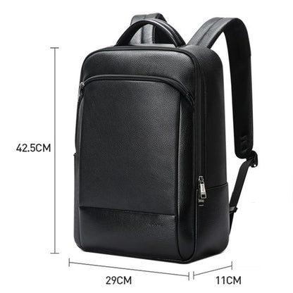 Large Business Laptop Backpack in First-layer Cowhide - Black