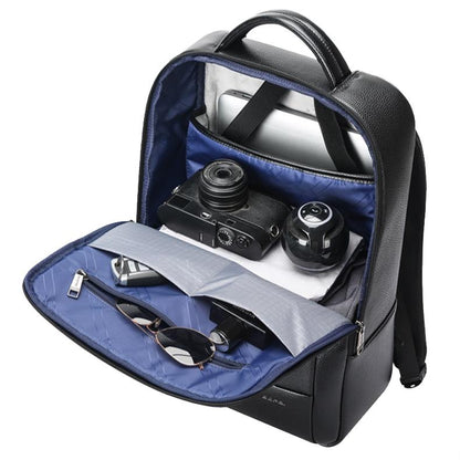 Large Business Laptop Backpack in First-layer Cowhide - Black