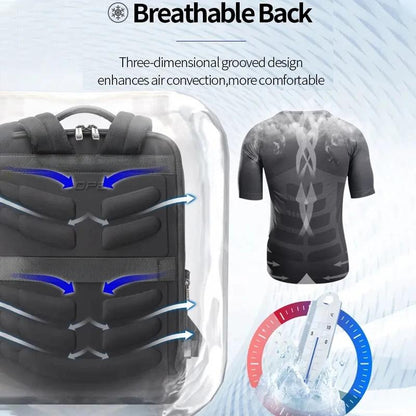 Large Business Laptop Backpack in First-layer Cowhide - Black