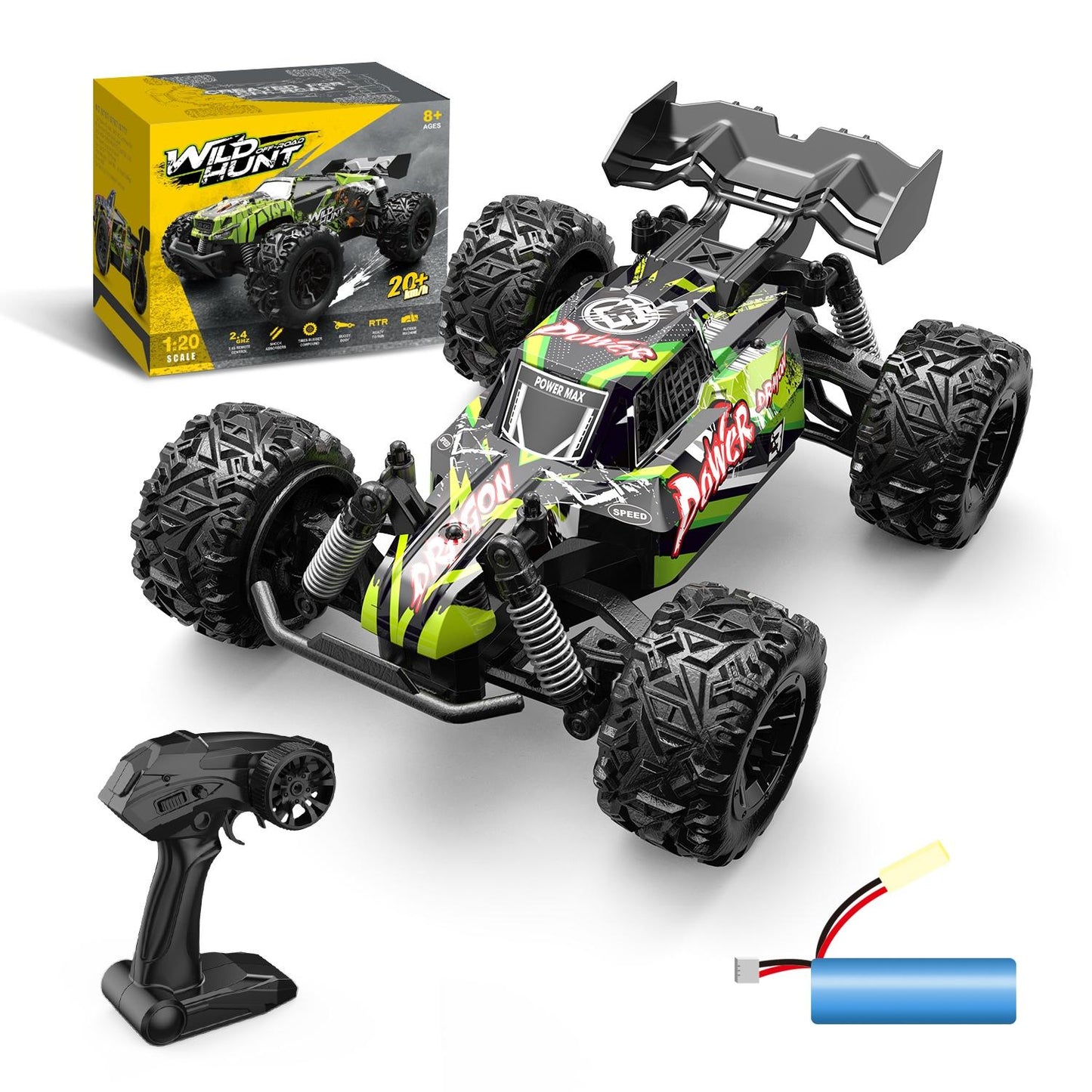 1 20 Full Scale 2.4g Rc Off-road Vehicle - Off-road Ready - Green