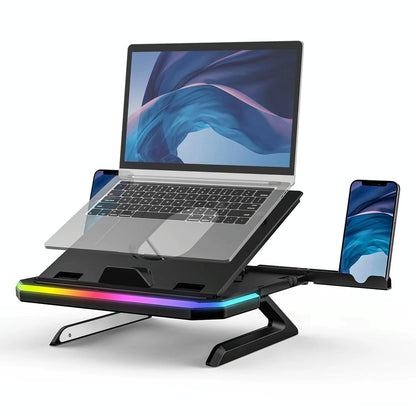 Adjustable Laptop Stand with 9 Levels of Lighting - Black