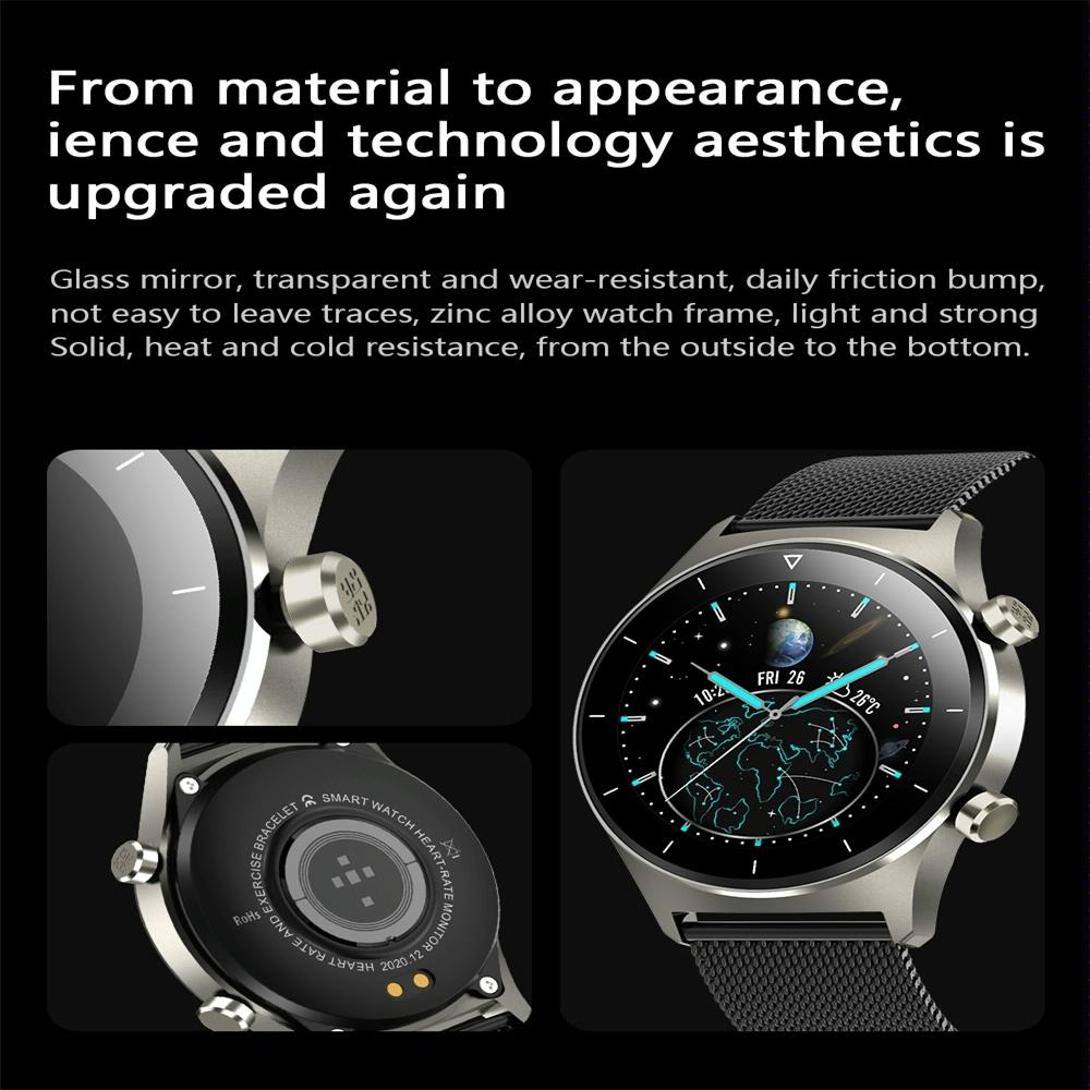 Waterproof Smart Watch With Heart / Bp / Oxygen / Sleep Monitoring - Ip68 - Black
