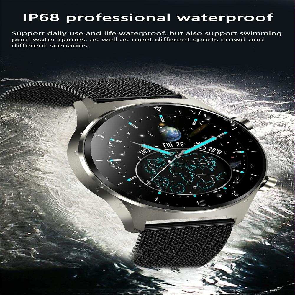 Waterproof Smart Watch With Heart / Bp / Oxygen / Sleep Monitoring - Ip68 - Black