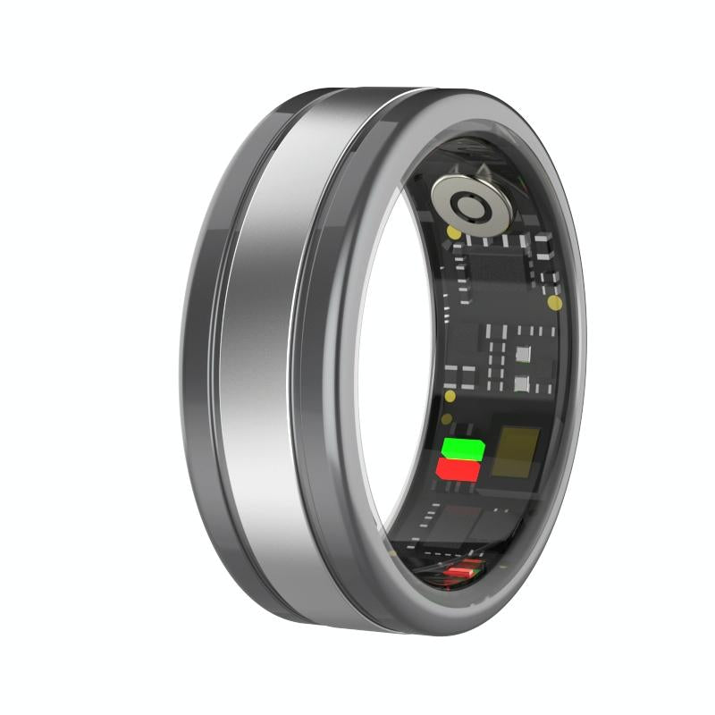 Smart Ring With Heart Rate Blood Oxygen Sleep & Sports Modes - Size 11 - Black