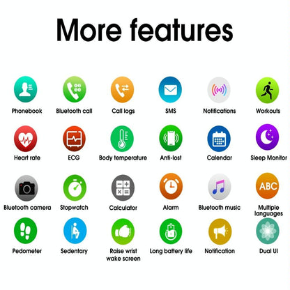 1.75 Inch Ips Smart Watch Waterproof Temp / Heart / Bp / Sleep Monitoring - Black