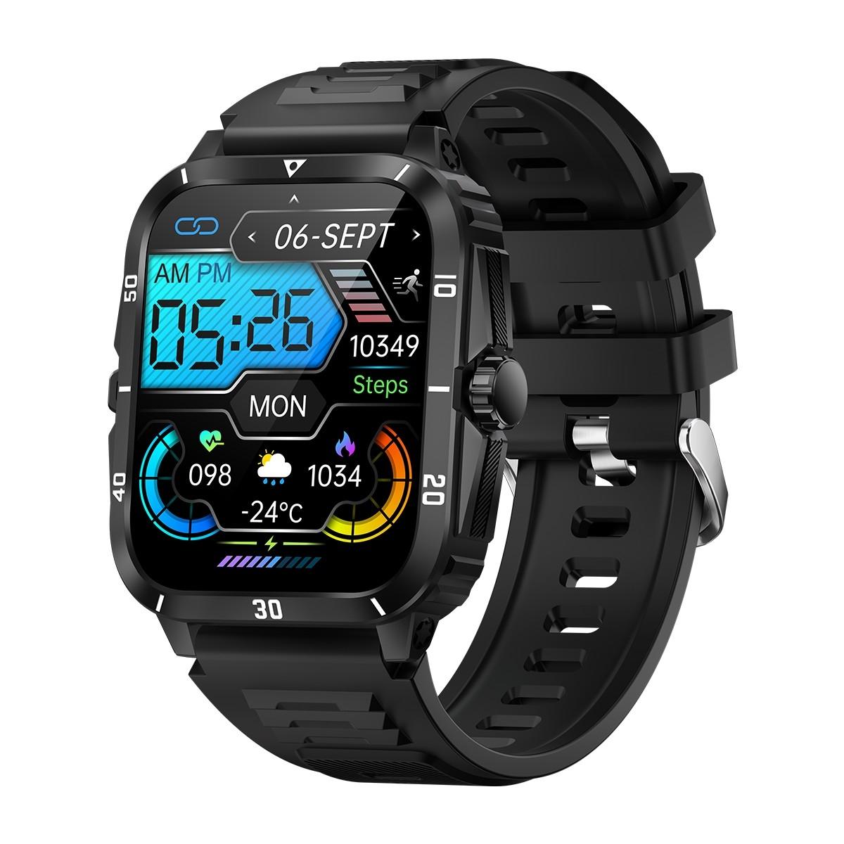 1.96 Inch Hd Square Screen Rugged Smart Watch Supports Bluetooth Calls / Sleep Monitoring / Blood Oxygen Monitoring - Black + Silver