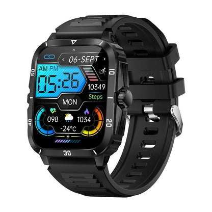1.96 Inch Hd Square Screen Rugged Smart Watch Supports Bluetooth Calls / Sleep Monitoring / Blood Oxygen Monitoring - Black + Silver