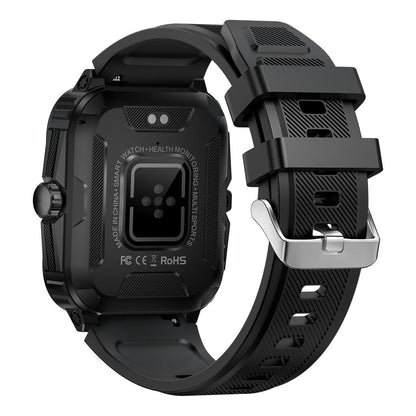 1.96 Inch Hd Square Screen Rugged Smart Watch Supports Bluetooth Calls / Sleep Monitoring / Blood Oxygen Monitoring - Black + Silver
