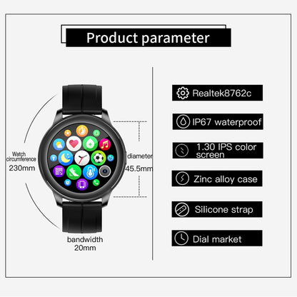 1.3 Inch Ips Colour Screen Ip67 Waterproof Smart Watch Support Sleep Monitor / Heart Rate Monitor / Blood Pressure Monitor - Black