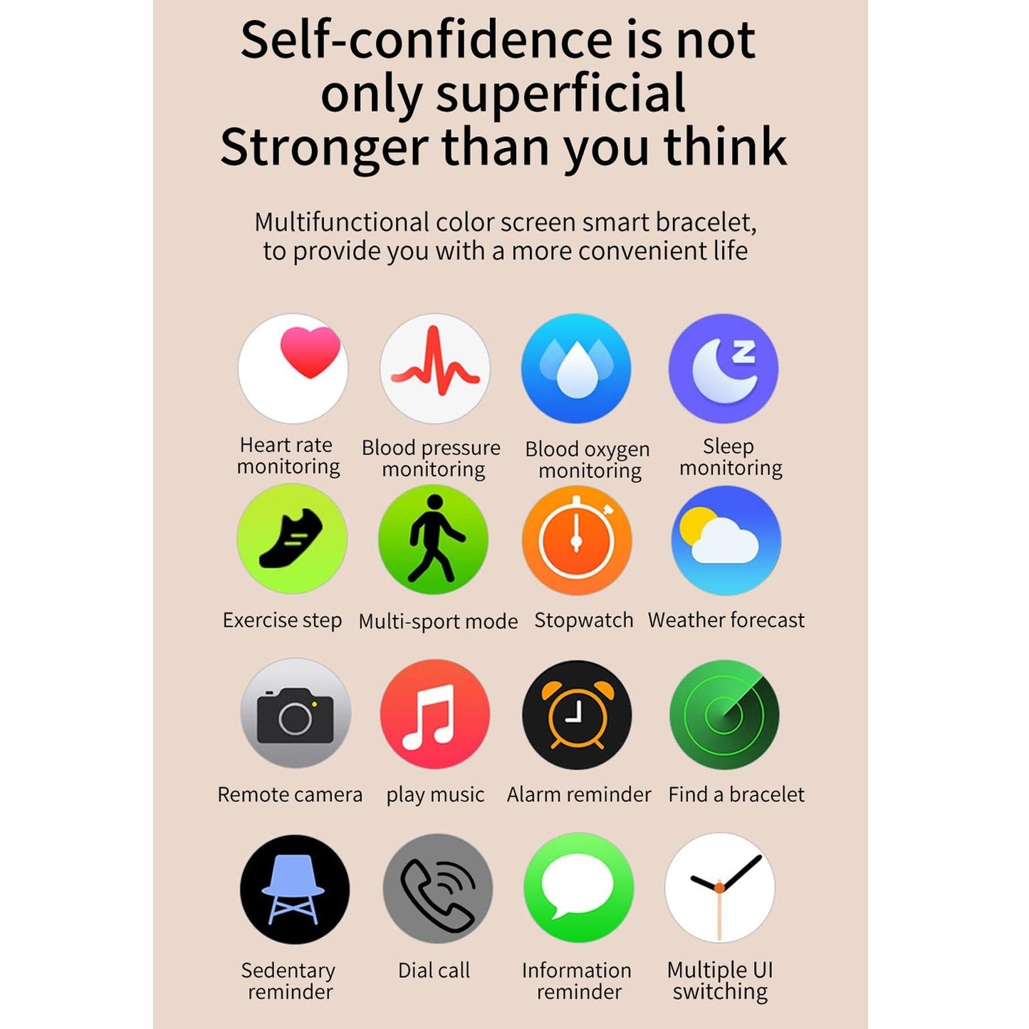 1.3 Inch Ips Colour Screen Ip67 Waterproof Smart Watch Support Sleep Monitor / Heart Rate Monitor / Blood Pressure Monitor - Black