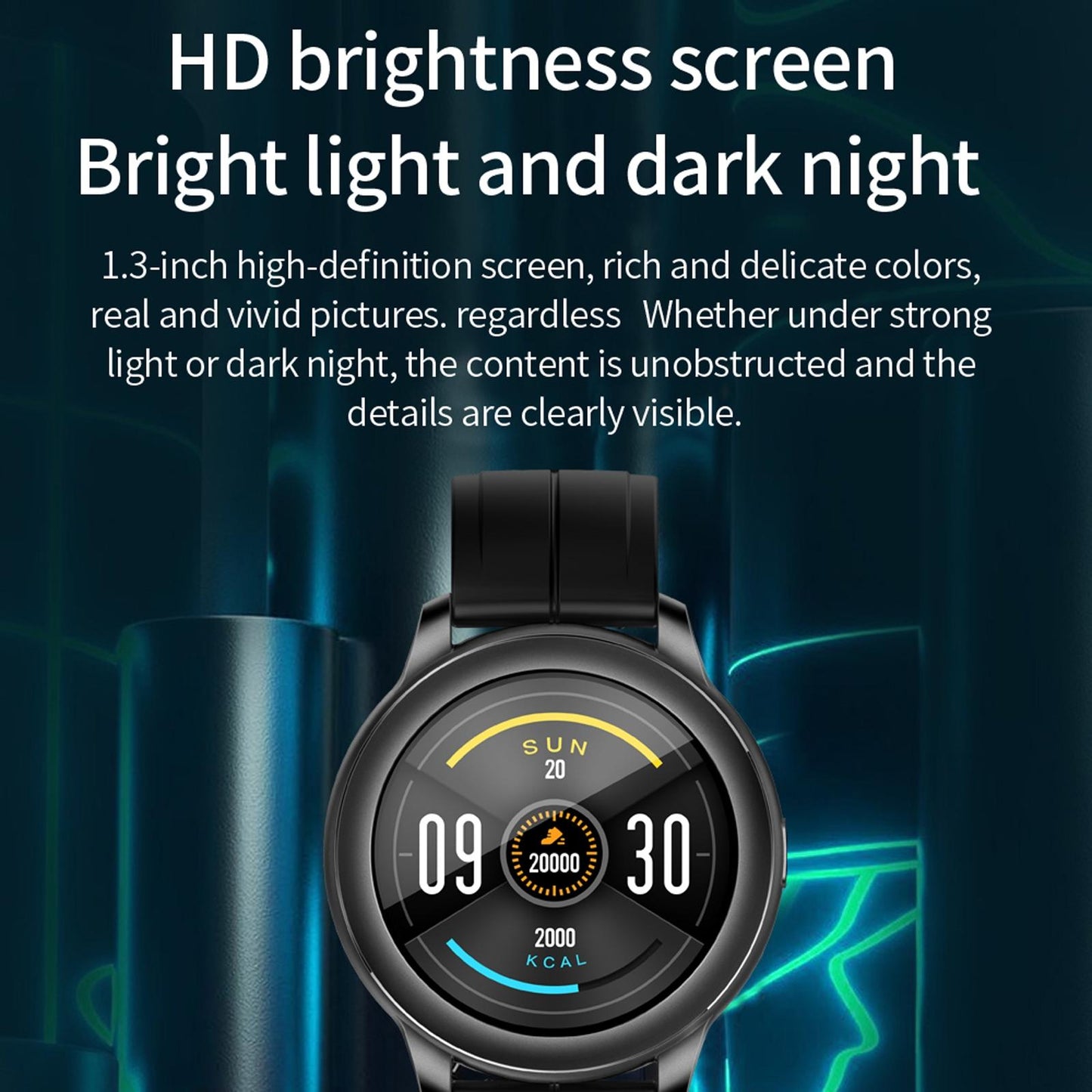 1.3 Inch Ips Colour Screen Ip67 Waterproof Smart Watch Support Sleep Monitor / Heart Rate Monitor / Blood Pressure Monitor - Black