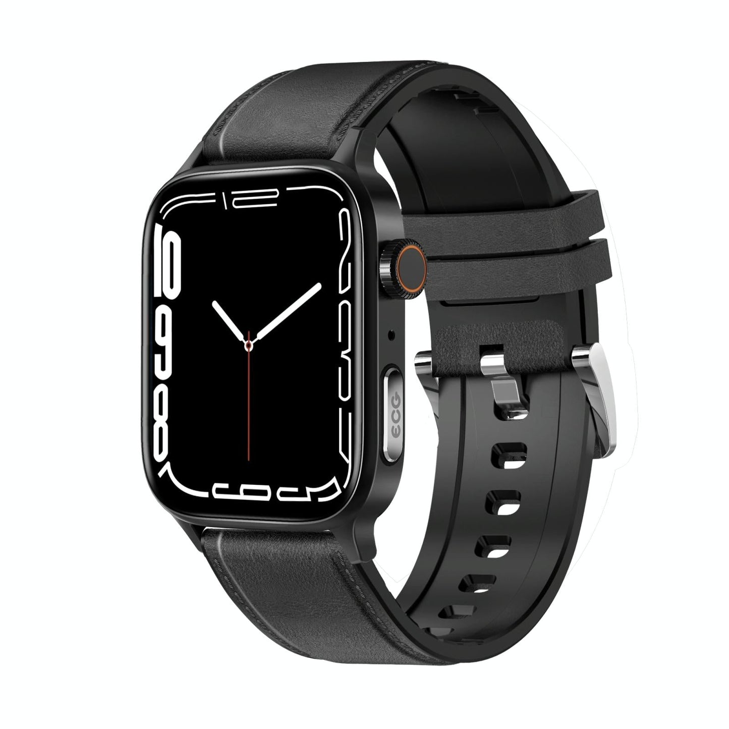 1.85 Inch Tft Screen Leather Band Health Smart Watch Support Bluetooth Call / Plateau Blood Oxygen / Body Temperature / Arrhythmia / Ti Heart Rate Monitoring - Black