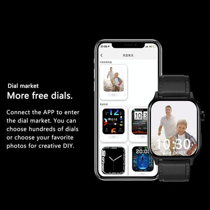 1.85 Inch Tft Screen Leather Band Health Smart Watch Support Bluetooth Call / Plateau Blood Oxygen / Body Temperature / Arrhythmia / Ti Heart Rate Monitoring - Black