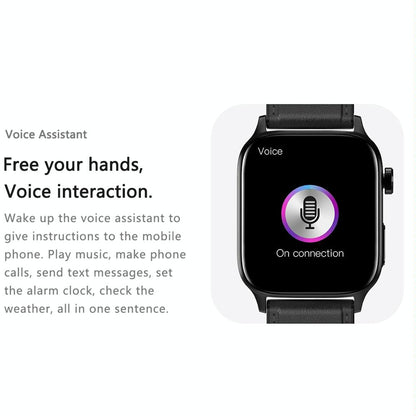 1.85 Inch Tft Screen Leather Band Health Smart Watch Support Bluetooth Call / Plateau Blood Oxygen / Body Temperature / Arrhythmia / Ti Heart Rate Monitoring - Black