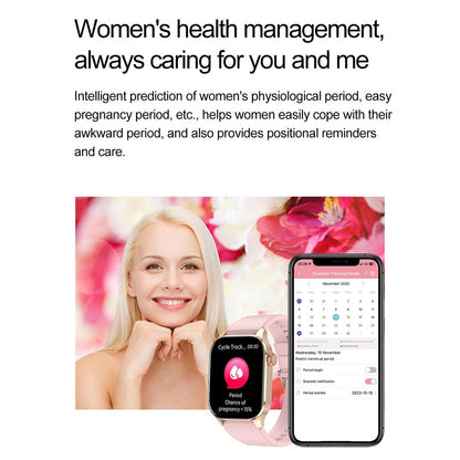 Waterproof Smart Watch With Bluetooth And Blood Oxygen Monitoring - Ip68 - Pink