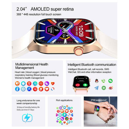Waterproof Smart Watch With Bluetooth And Blood Oxygen Monitoring - Ip68 - Pink