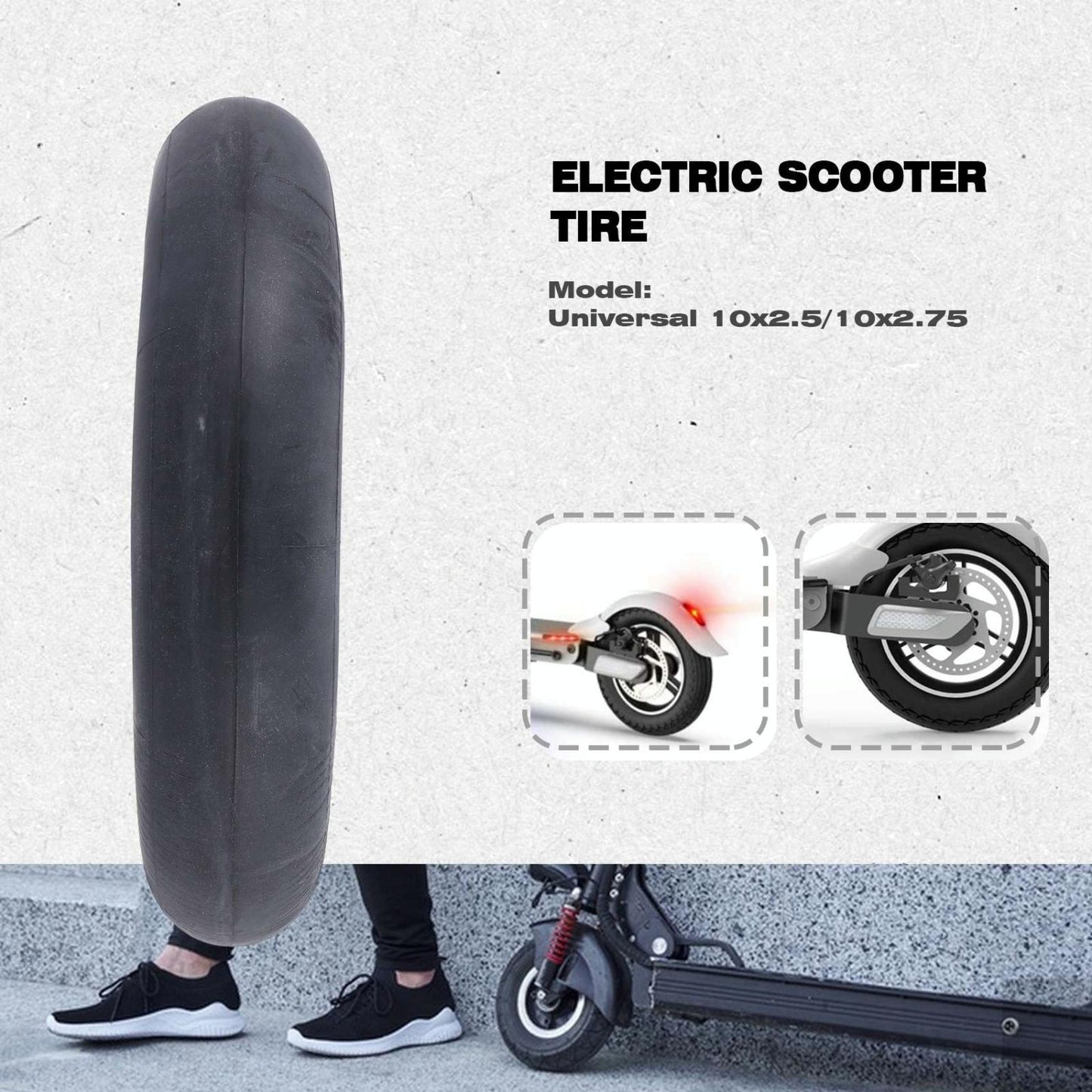 Electric Scooter Inner Tube - 10x2.5 / 2.75 45 Degree Valve Thickened Yellow Stripes