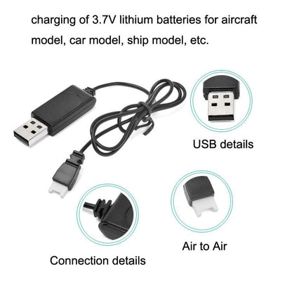 10-pack Usb Charging Cable for Drone - 3.7v 350mah Air-to-air Plug no Protection