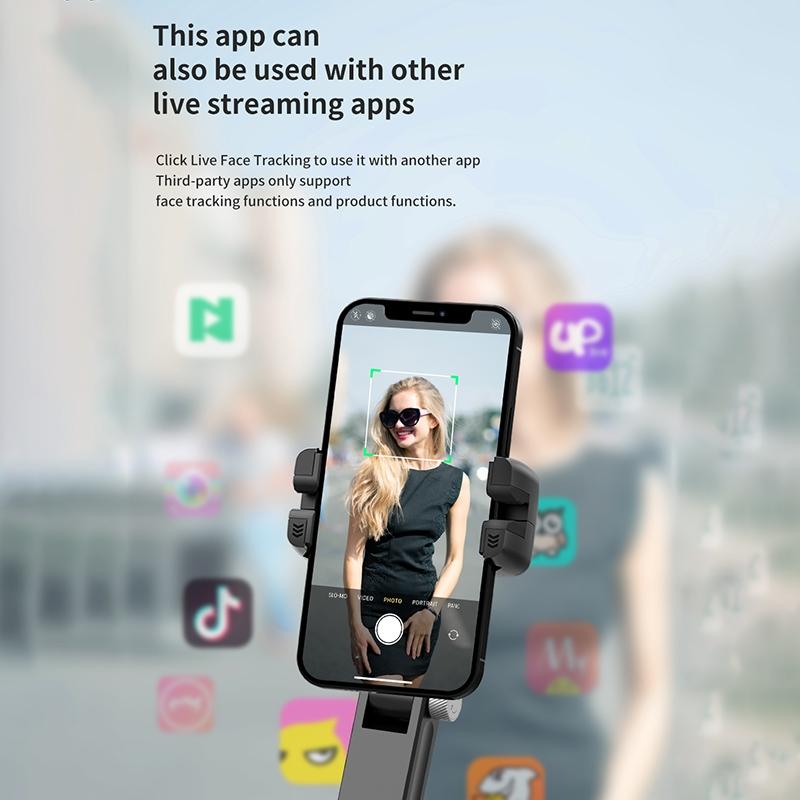 Desktop Gimbal Stabilizer with Fill Light and Selfie Stick - Black