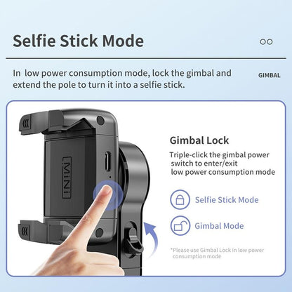 Desktop Gimbal Stabilizer with Fill Light and Selfie Stick - Black