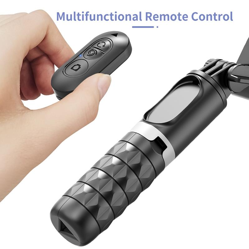 Desktop Gimbal Stabilizer with Fill Light and Selfie Stick - Black