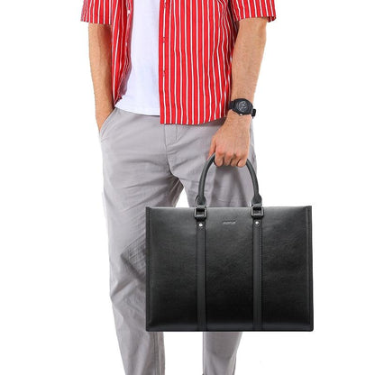 Black Waterproof Laptop Handbag - Multifunctional Business Wearable