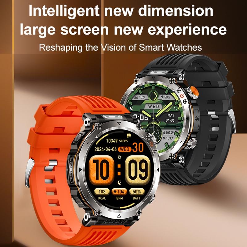 Waterproof Smart Watch With Flashlight And Compass - 1 Inch - Orange